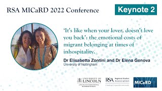 RSA 2022 MICaRD Conference - Keynote 2 - Dr Elisabetta Zontini and Dr Elena Genova