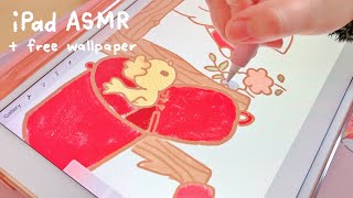 ipad drawing ASMR ✏️  + free wallpaper download 🌷 | kawaii mee