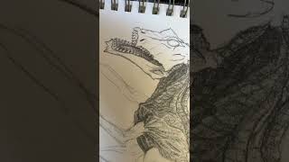 Alien Creature Monster Dinosaur Beast Pencil Drawing #music #techno #rave #trance #pencildrawing