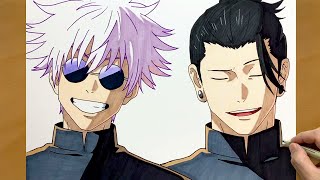 How to draw Gojo Satoru and Geto Suguru step by step | Jujutsu Kaisen | Detailed drawing process