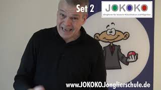 Beispiele aus JOKOKO-Set 1, 2,3 und 4: Wurf- und Fangübungen mit 1 und 2 Bällen