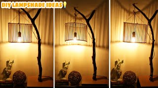 DIY RATTAN STYLE LAMPSHADE | LAMPSHADE IDEAS | DIY TREE BRANCH LAMP