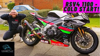 RSV4 1100 Factory COLD START | Plus Garage Update *literally*