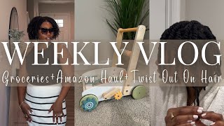 WEEKLY VLOG: MINI AMAZON HAUL | TWIST OUT CURLY HAIR | VISITING FAMILY | COOK WITH ME | GROCERY HAUL