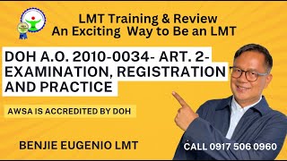 Be an LMT.DOH A.O. 2010-0034: Art. 2, Examination, Registration, and Practice