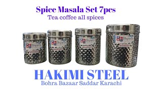 New kitchen decor organizer Unique Masala Dabba box set Stainless Steel 7pcs