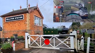 Steam locos cross at restored 1860s station with stunning level crossing