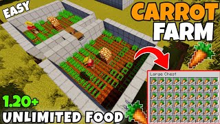 Easy CARROT FARM Minecraft 1.20 Tutorial | Automatic Crop Farm Minecraft 1.19 Java | Food Farm