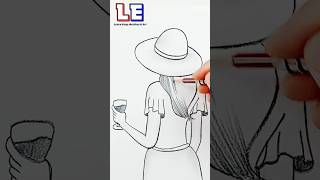 Drawing of Girl holding glass 🍷 #viral #shorts #drawing #art #satisfying #girl #trending #foryou