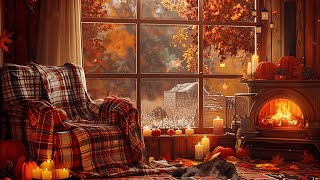 Enjoy the cozy autumn atmosphere - Soft piano and crackling sound of the fireplace