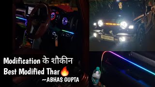 Modified Mahindra Thar 2023 | Modification Video | Ambient light😍 #modifiedthar #ABHASGUPTA #thar4x4