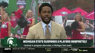 COLLEGE GAMEDAY | Michigan State Suspends 8 Players Indefinitely for attacking Michigan Player