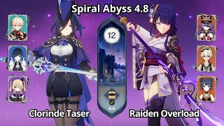 C0 Clorinde Taser & C0 Raiden Overload - Spiral Abyss 4.8 Floor 12 Genshin Impact