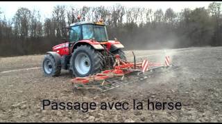 Passage avec la herse et semis de betterave 2016