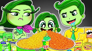 Convenience Store GREEN YELLOW Food Mukbang x DISGUST FAMILY | Inside Out 2 Animation | ASMR