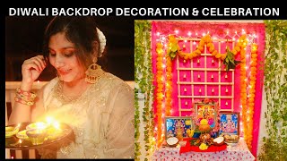 Diwali Backdrop Decoration for Pooja | Pooja Backdrop Decoration | Diwali Vlog in USA