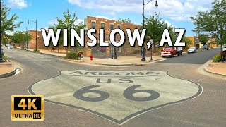 Winslow, Arizona - Route 66 - Driving Video With Live Street Sound || 4k