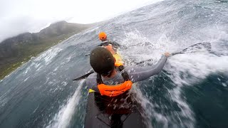 Millers Run Downwind in V8 Double Surfski