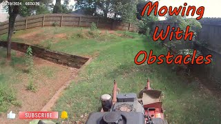 Backyard Mowing Around Obstacles