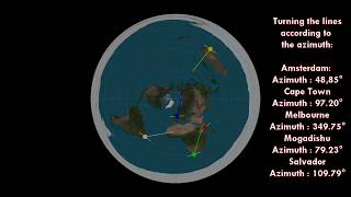 3D Model of azimuth and elevation of Uranus on a globe Earth.