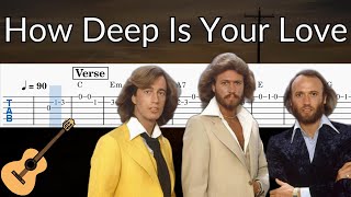 How Deep Is Your Love - Guitar Solo Tab Easy