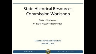 State Historical Resources Commission Workshop, February 1, 2024