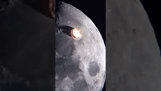 Astroid hits Moon in 500x Zoom Kamera  with powerfull exploison #moon #astroid #space