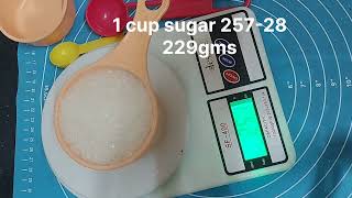 1 cup flour,sugar,rice,dhal/how much each measures? experiment