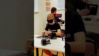 Rubik’s cube solved blindfolded in 15 seconds #cubing #solvecube #rubiks  #speedcubing