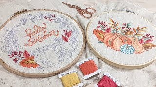 Simple Autumn Leaves and 🍂 Hello Autumn 🍁 Hand Embroidery Stitch-Along Part 4