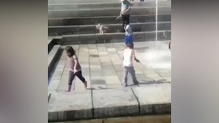 This Kid Is Just Being Curious On This Water Fountain Pressure 🤣