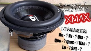 Category 7 CSW12-500D2 XMAX 12" Dual 2Ω 500w Subwoofer - T/S Parameters