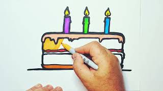 How to Draw a Birthday Cake for Children in Timelapse Format. This videos for children to draw to.