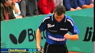 Tischtennis Bundesliga: Chen Zhibin Lucjan Blaszczyk vs Kalinikos Kreanga Adrian Crisan May 2002