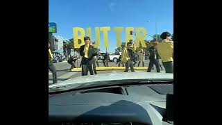 Bts performing infront of army girl's car this girl is really god's fav. #bts  #jamescorden