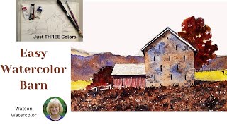 How to Paint a Watercolor Stone Barn Step by Step - Easy Tutorial for Beginners by Deb Watson