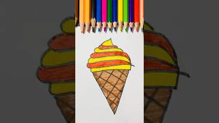 Draw  a cone ice cream #reels #trending #colors #drawing #shorts ##shortsart #viralvideo