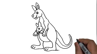 Kangaroo with Baby Kangaroo. How draw Kangaroo easy