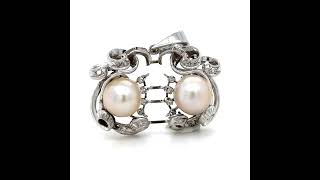 Platinum Pearl & Diamond Brooch 0.45ct