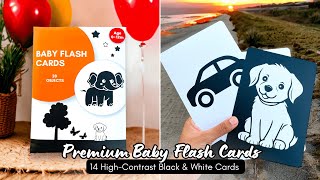 Baby Flash Cards - Black & White High Contrast Cards | Age Group: 0-12 Months | 28 Objects, 14 Cards