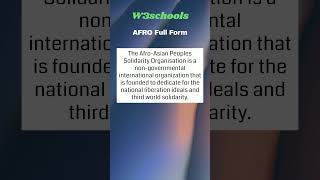 AFRO Full Form | W3schools | #fullform #gk #govtjobs #ctet #htet #generalknowledge