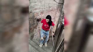 Girl With Polio Legs Walking Up on Stairs | Paraplegic Crutches