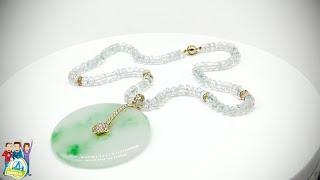 Jade/Aquamarin Collier mit Gold und Brillantbesatz - P1