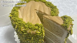 Pistachio & Matcha Cake w/ Caramel ( my own recipe )