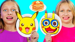 Рисуем блинами челлендж 2! Pancake Art Challenge 2