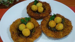 Bird Nest Recipe l Unique Bird Nest Snack l New Evening Snacks Recipe l Crispy Bird Nest Snacks