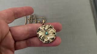 TURQUOISE PANSY ANTIQUE LOCKET