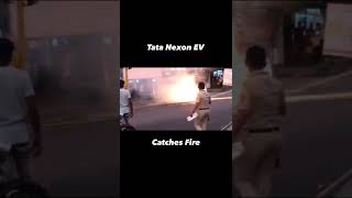 Tata Nexon EV Caught  Fire in Mumbai's Vasai area🔥🔥😱😮