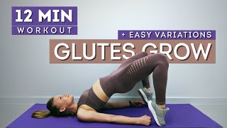 GLUTES GROW at HOME WORKOUT in 12 MINUTES With MODIFICATIONS | NO Equipment