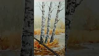 Tone Perfection in Watercolor Landscapes with Birch Trees